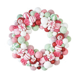 Christmas Ball Wreath Floral Wreath Ornaments for Winter Indoor Outdoor Home Green White