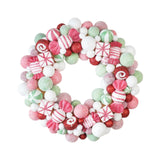 Christmas Ball Wreath Floral Wreath Ornaments for Winter Indoor Outdoor Home Green White