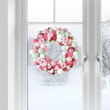 Christmas Ball Wreath Floral Wreath Ornaments for Winter Indoor Outdoor Home Green White