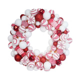 Christmas Ball Wreath Floral Wreath Ornaments for Winter Indoor Outdoor Home Red White