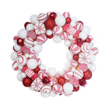 Christmas Ball Wreath Floral Wreath Ornaments for Winter Indoor Outdoor Home Red White