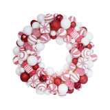 Christmas Ball Wreath Floral Wreath Ornaments for Winter Indoor Outdoor Home Red White