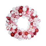 Christmas Ball Wreath Floral Wreath Ornaments for Winter Indoor Outdoor Home Red White