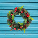 Christmas Wreath Front Door Wreath Green Leaves Wreath for Porch Garden Wall