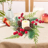 Christmas Candle Ring Wreath Rustic Pillar Candle Ring for Party Bar Wedding