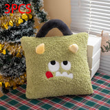 3Pcs Christmas Plush Throw Pillow Holiday Party Creative Soft Stuffed Pillow Monster