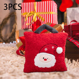 3Pcs Christmas Plush Throw Pillow Holiday Party Creative Soft Stuffed Pillow Santa Claus