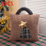 3Pcs Christmas Plush Throw Pillow Holiday Party Creative Soft Stuffed Pillow Christmas Tree