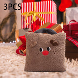 3Pcs Christmas Plush Throw Pillow Holiday Party Creative Soft Stuffed Pillow Elk