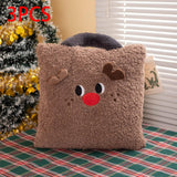 3Pcs Christmas Plush Throw Pillow Holiday Party Creative Soft Stuffed Pillow Elk