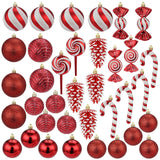 36 Pieces Christmas Tree Hanging Ornaments Gifts for Party Hotel Celebration Red