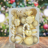 36 Pieces Christmas Tree Hanging Ornaments Gifts for Party Hotel Celebration Gold