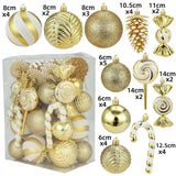 36 Pieces Christmas Tree Hanging Ornaments Gifts for Party Hotel Celebration Gold