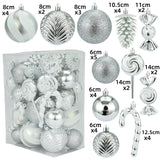 36 Pieces Christmas Tree Hanging Ornaments Gifts for Party Hotel Celebration Argent