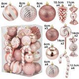 36 Pieces Christmas Tree Hanging Ornaments Gifts for Party Hotel Celebration Rose Gold