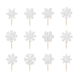 48Pcs Christmas Cupcake Toppers Snowflake Cake Toppers Festival Cake Inserts