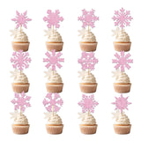 48Pcs Christmas Cupcake Toppers Snowflake Cake Toppers Festival Cake Inserts