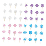 48Pcs Christmas Cupcake Toppers Snowflake Cake Toppers Festival Cake Inserts