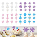 48Pcs Christmas Cupcake Toppers Snowflake Cake Toppers Festival Cake Inserts