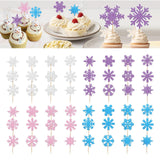 48Pcs Christmas Cupcake Toppers Snowflake Cake Toppers Festival Cake Inserts