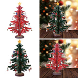 Christmas Tree Ornament Wooden with Star Mini for Party Tabletop Centerpiece Red Small