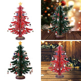 Christmas Tree Ornament Wooden with Star Mini for Party Tabletop Centerpiece Red Small