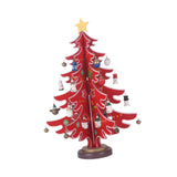 Christmas Tree Ornament Wooden with Star Mini for Party Tabletop Centerpiece Red Small