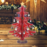 Christmas Tree Ornament Wooden with Star Mini for Party Tabletop Centerpiece Red Small