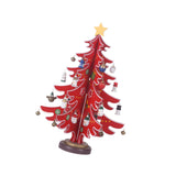 Christmas Tree Ornament Wooden with Star Mini for Party Tabletop Centerpiece Red Small