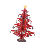 Christmas Tree Ornament Wooden with Star Mini for Party Tabletop Centerpiece Red Small