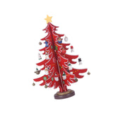 Christmas Tree Ornament Wooden with Star Mini for Party Tabletop Centerpiece Red Small