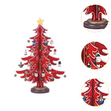 Christmas Tree Ornament Wooden with Star Mini for Party Tabletop Centerpiece Red Small