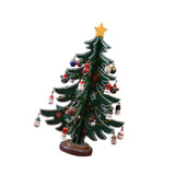 Christmas Tree Ornament Wooden with Star Mini for Party Tabletop Centerpiece Green Small