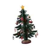 Christmas Tree Ornament Wooden with Star Mini for Party Tabletop Centerpiece Green Small