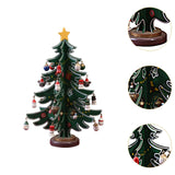 Christmas Tree Ornament Wooden with Star Mini for Party Tabletop Centerpiece Green Small