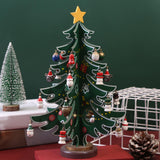 Christmas Tree Ornament Wooden with Star Mini for Party Tabletop Centerpiece Green Small