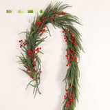 Christmas Garland 180cm Faux Garland with Red Berries for Table Wall Holiday