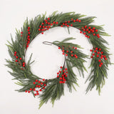 Christmas Garland 180cm Faux Garland with Red Berries for Table Wall Holiday