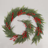 Christmas Garland 180cm Faux Garland with Red Berries for Table Wall Holiday