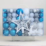 102 Pieces Christmas Balls Star Deer Ornaments Set for Home Wedding Birthday Blue White Silver