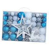 102 Pieces Christmas Balls Star Deer Ornaments Set for Home Wedding Birthday Blue White Silver