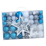 102 Pieces Christmas Balls Star Deer Ornaments Set for Home Wedding Birthday Blue White Silver