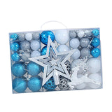 102 Pieces Christmas Balls Star Deer Ornaments Set for Home Wedding Birthday Blue White Silver