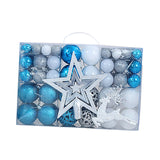 102 Pieces Christmas Balls Star Deer Ornaments Set for Home Wedding Birthday Blue White Silver