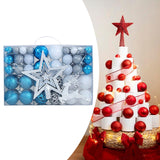 102 Pieces Christmas Balls Star Deer Ornaments Set for Home Wedding Birthday Blue White Silver