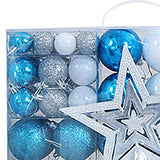 102 Pieces Christmas Balls Star Deer Ornaments Set for Home Wedding Birthday Blue White Silver