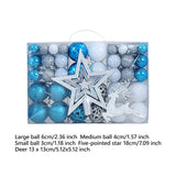 102 Pieces Christmas Balls Star Deer Ornaments Set for Home Wedding Birthday Blue White Silver