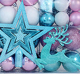 102 Pieces Christmas Balls Star Deer Ornaments Set for Home Wedding Birthday Blue White Pink