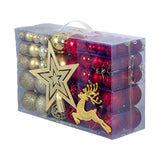 102 Pieces Christmas Balls Star Deer Ornaments Set for Home Wedding Birthday Gold Red