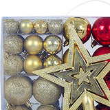 102 Pieces Christmas Balls Star Deer Ornaments Set for Home Wedding Birthday Gold Red